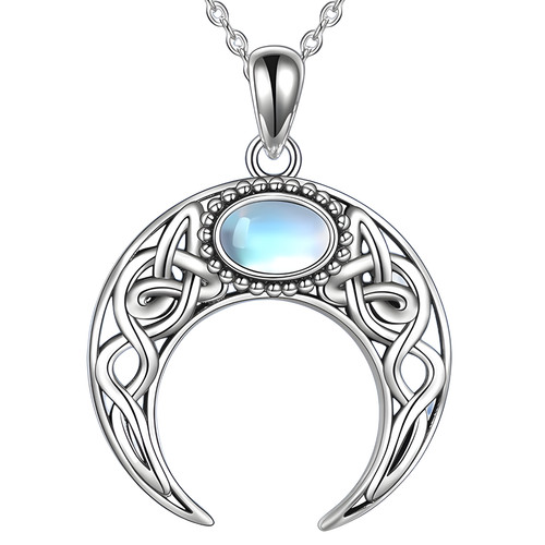 Celtic crescent moon necklace - crescent,
