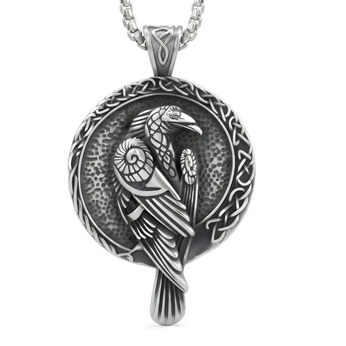 Viking raven pendant necklace - viking,