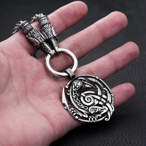 Viking raven pendant necklace - viking,