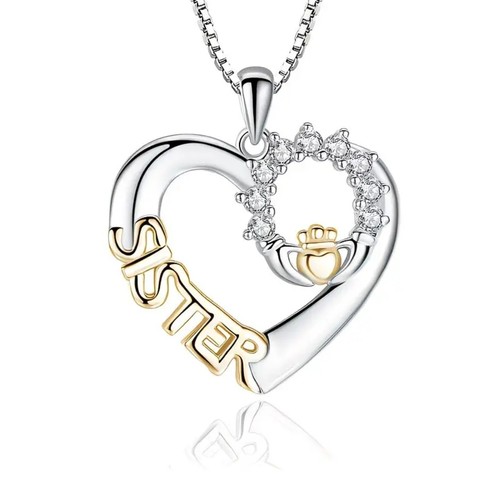 Sister heart necklace - sister,