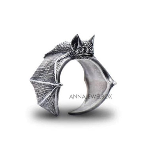 Adjustable silver bat ring - adjustable,