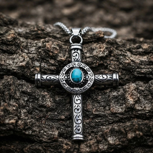 Mens turquoise celtic - mens, cross
